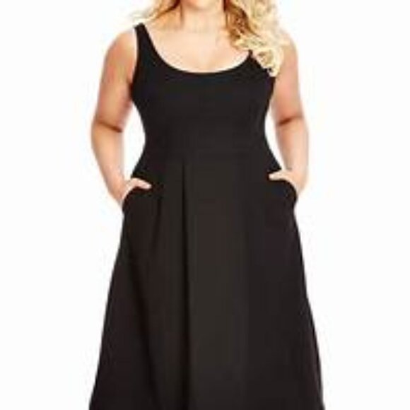 CITY CHIC Classic Longline Scoop Neck Midi Dress in Black Size 2X 24-26W - Picture 6 of 7